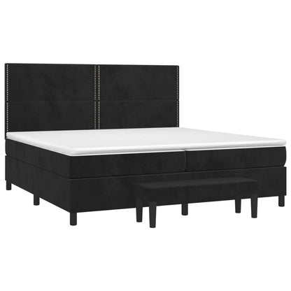 Giroletto a Molle con Materasso Nero 200x200 cm in Velluto | homemem39