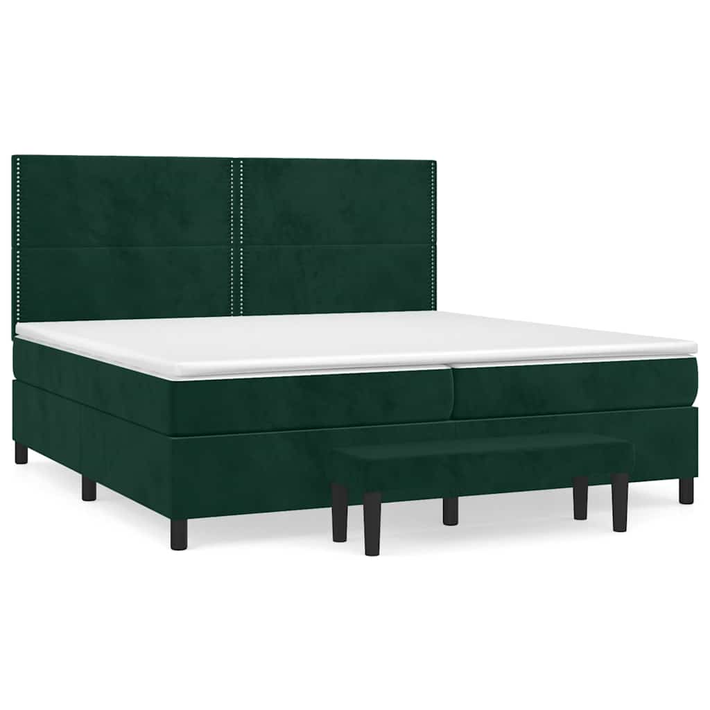Giroletto a Molle con Materasso Verde Scuro 200x200 cm Velluto | homemem39