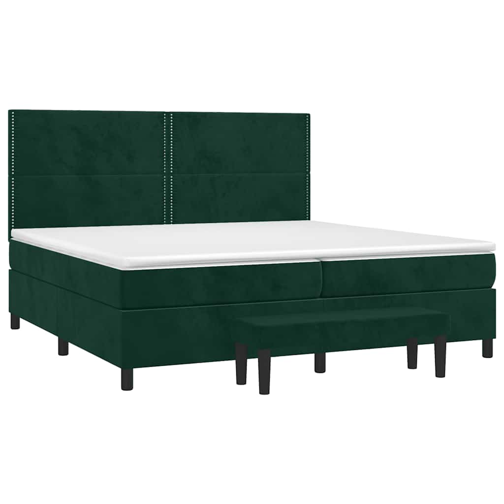 Giroletto a Molle con Materasso Verde Scuro 200x200 cm Velluto | homemem39