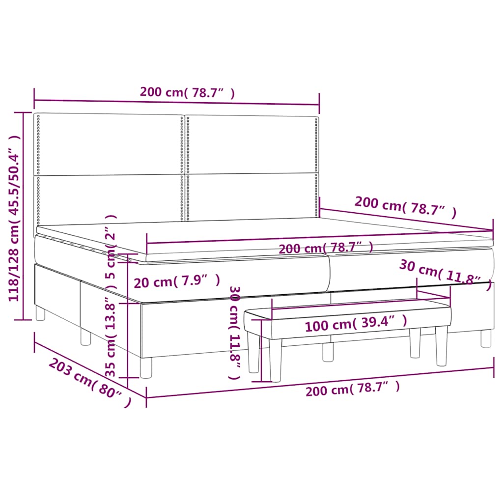 Giroletto a Molle con Materasso Verde Scuro 200x200 cm Velluto | homemem39