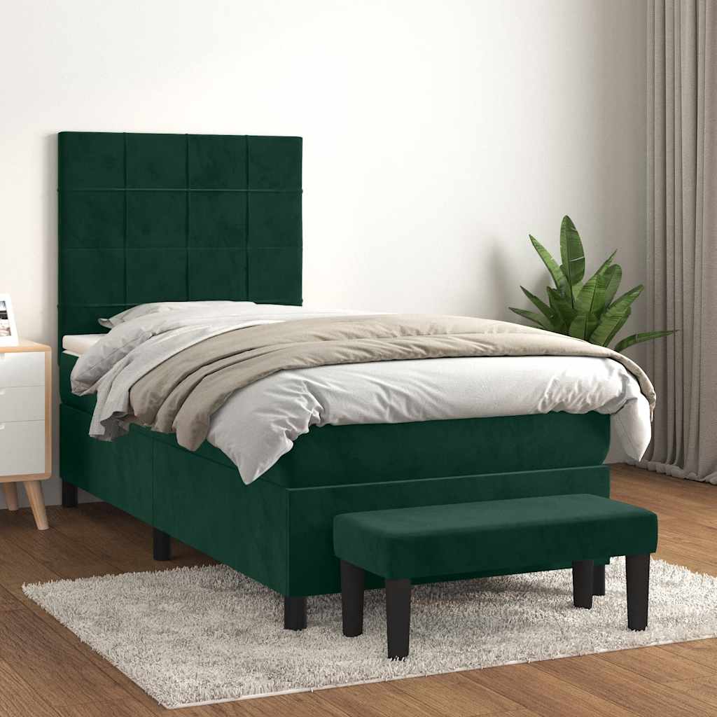 Giroletto a Molle con Materasso Verde Scuro 80x200 cm Velluto | homemem39