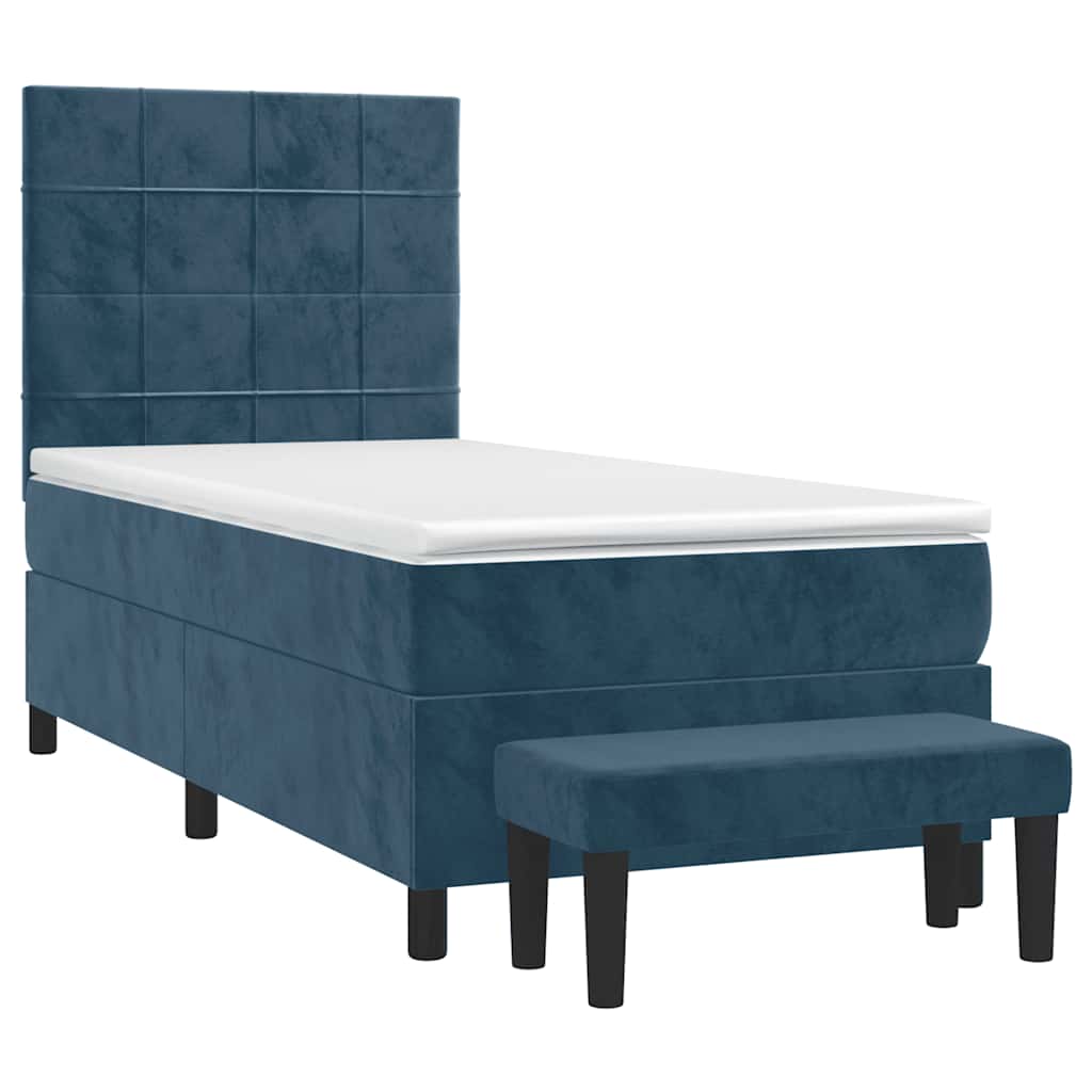 Giroletto a Molle con Materasso Blu Scuro 80x200 cm in Velluto