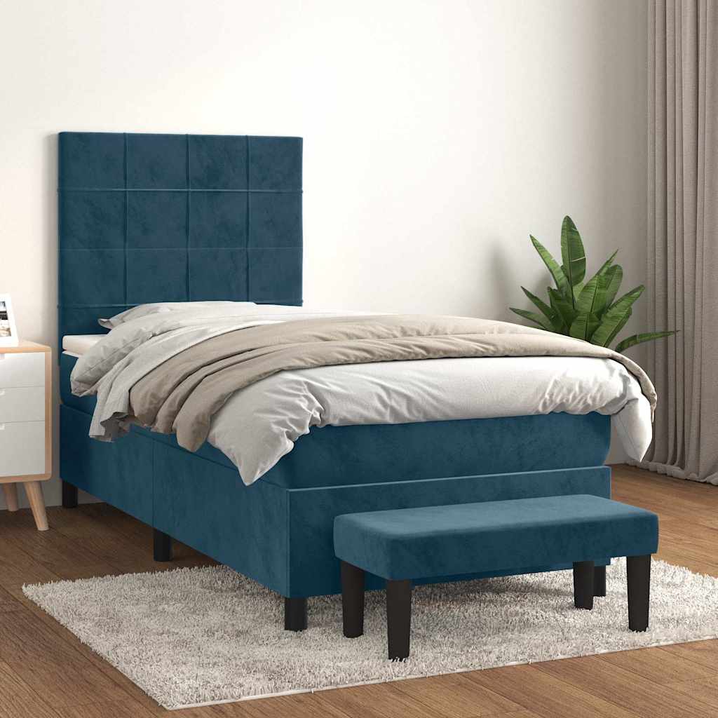 Giroletto a Molle con Materasso Blu Scuro 80x200 cm in Velluto | homemem39
