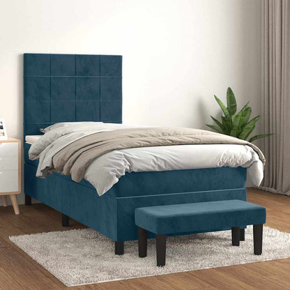 Giroletto a Molle con Materasso Blu Scuro 80x200 cm in Velluto | homemem39