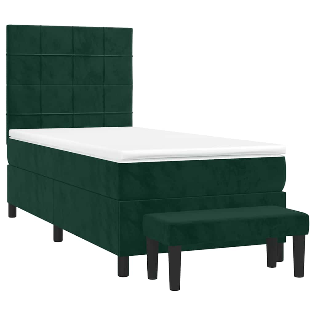Giroletto a Molle con Materasso Verde Scuro 90x190 cm Velluto | homemem39
