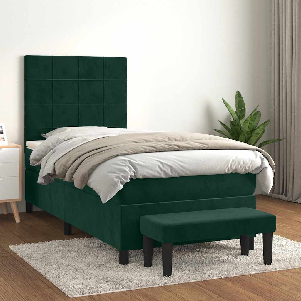 Giroletto a Molle con Materasso Verde Scuro 90x190 cm Velluto | homemem39