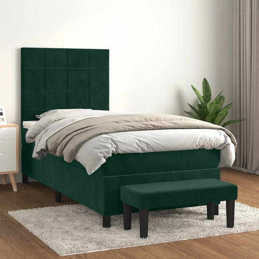 Giroletto a Molle con Materasso Verde Scuro 90x190 cm Velluto | homemem39