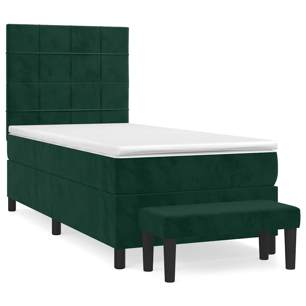Giroletto a Molle con Materasso Verde Scuro 90x200 cm Velluto | homemem39