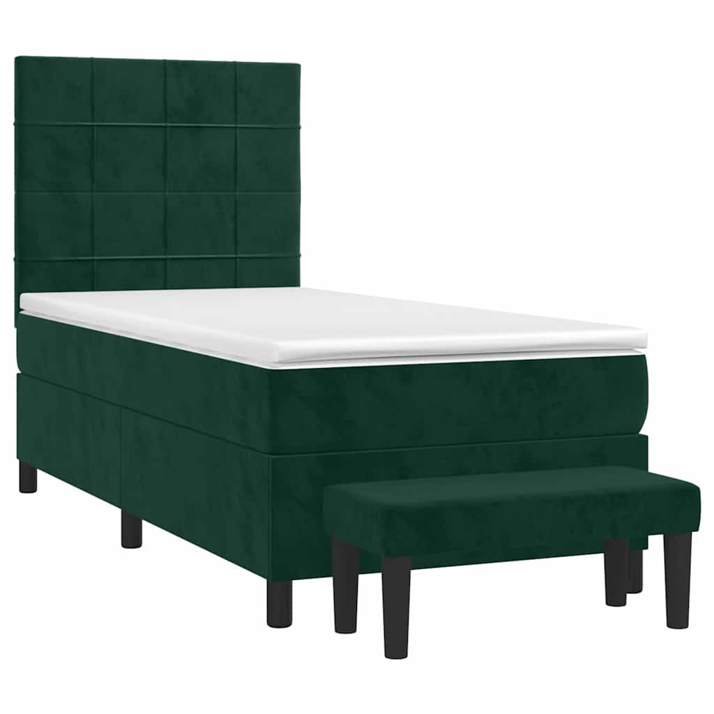 Giroletto a Molle con Materasso Verde Scuro 90x200 cm Velluto | homemem39