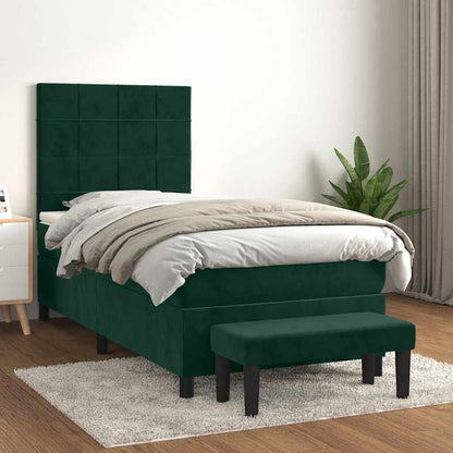 Giroletto a Molle con Materasso Verde Scuro 90x200 cm Velluto | homemem39