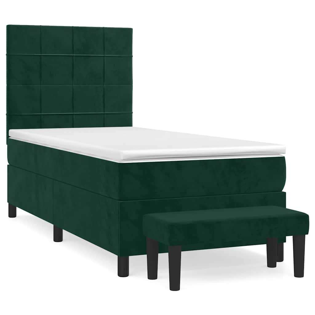 Giroletto a Molle con Materasso Verde Scuro 100x200 cm Velluto | homemem39