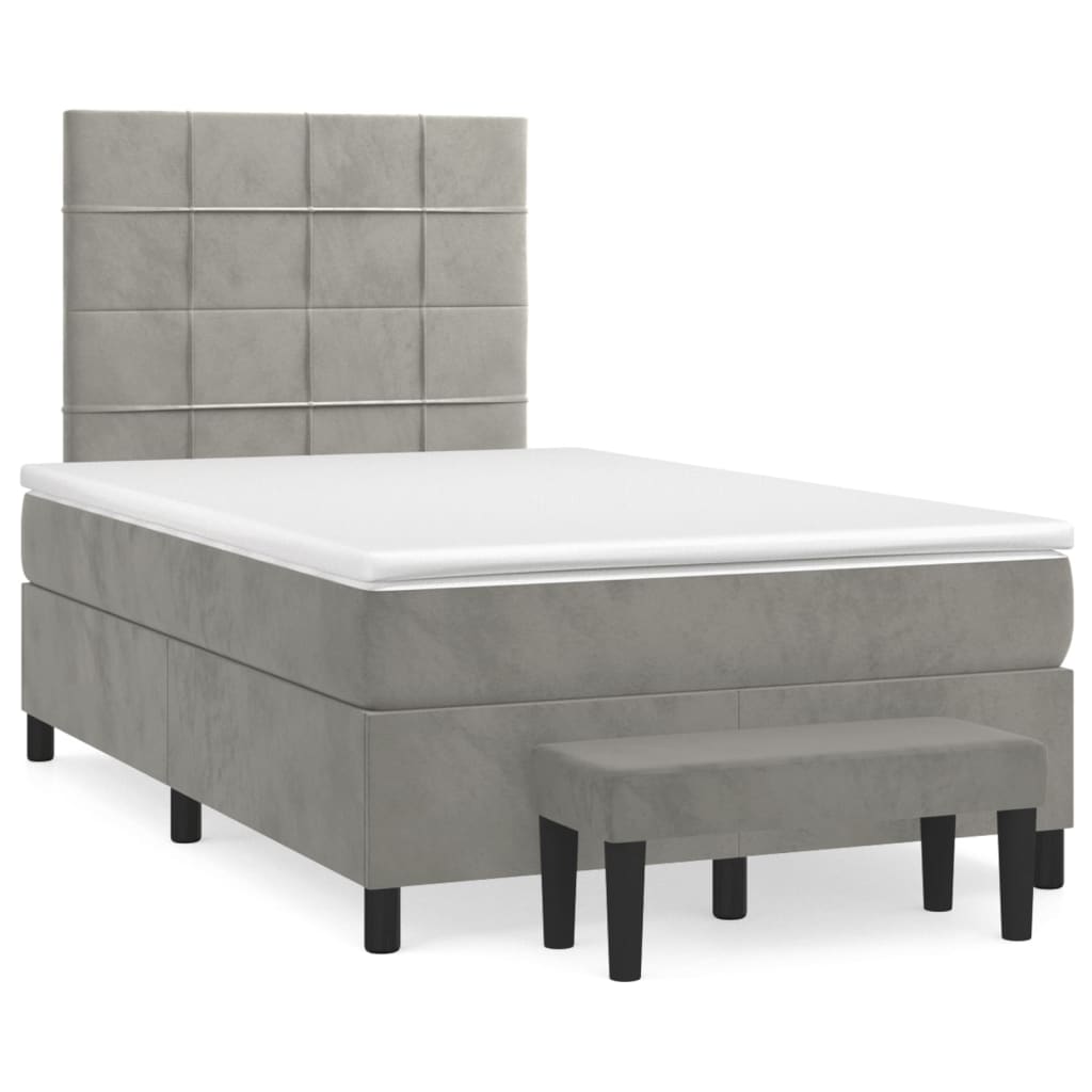 Giroletto a Molle con Materasso Grigio Chiaro 120x200cm Velluto | homemem39