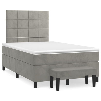 Giroletto a Molle con Materasso Grigio Chiaro 120x200cm Velluto | homemem39