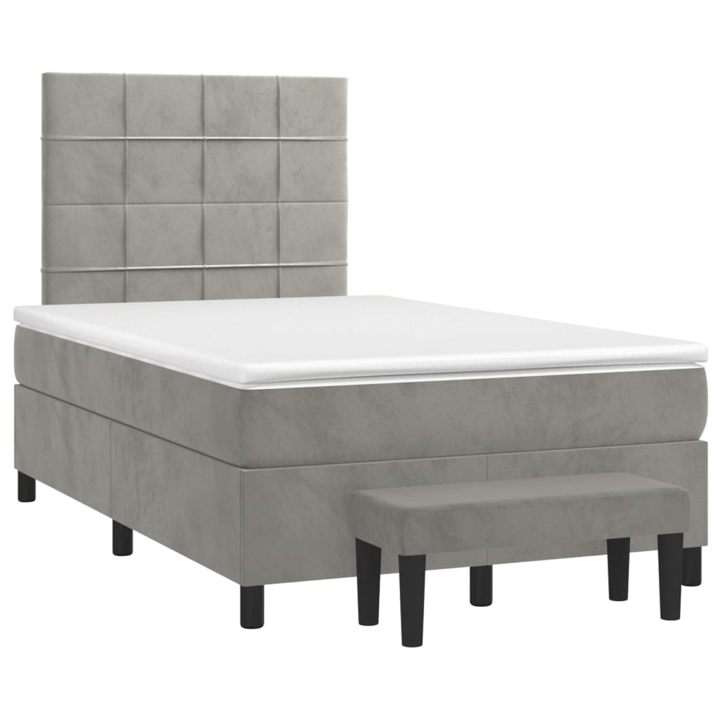Giroletto a Molle con Materasso Grigio Chiaro 120x200cm Velluto | homemem39