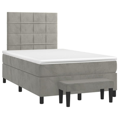 Giroletto a Molle con Materasso Grigio Chiaro 120x200cm Velluto | homemem39