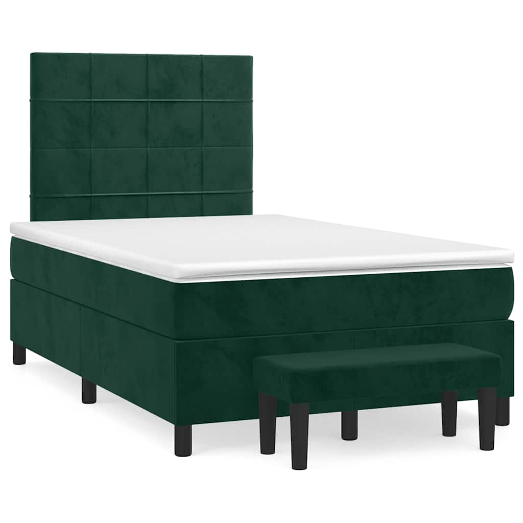 Giroletto a Molle con Materasso Verde Scuro 120x200 cm Velluto
