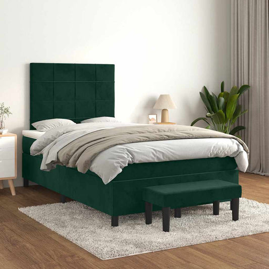 Giroletto a Molle con Materasso Verde Scuro 120x200 cm Velluto | homemem39