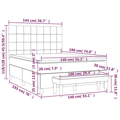 Giroletto a Molle con Materasso Blu Scuro 140x190 cm in Velluto | homemem39