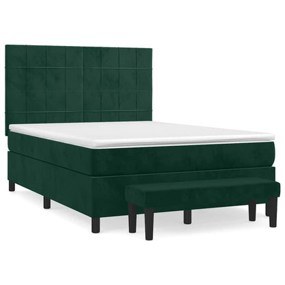 Giroletto a Molle con Materasso Verde Scuro 140x200 cm Velluto | homemem39