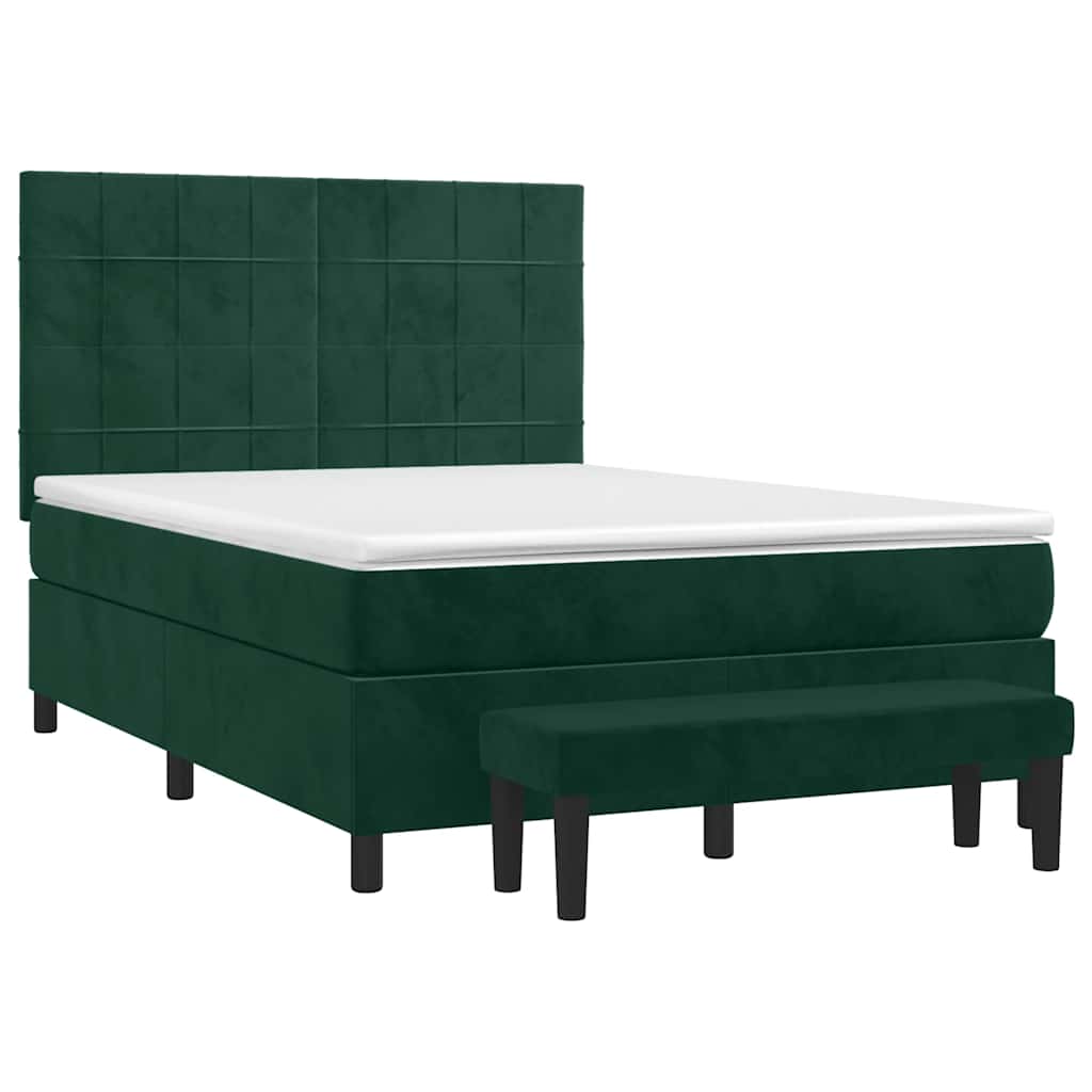 Giroletto a Molle con Materasso Verde Scuro 140x200 cm Velluto | homemem39