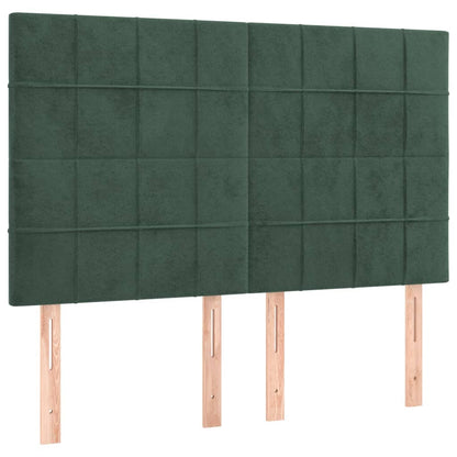 Giroletto a Molle con Materasso Verde Scuro 140x200 cm Velluto