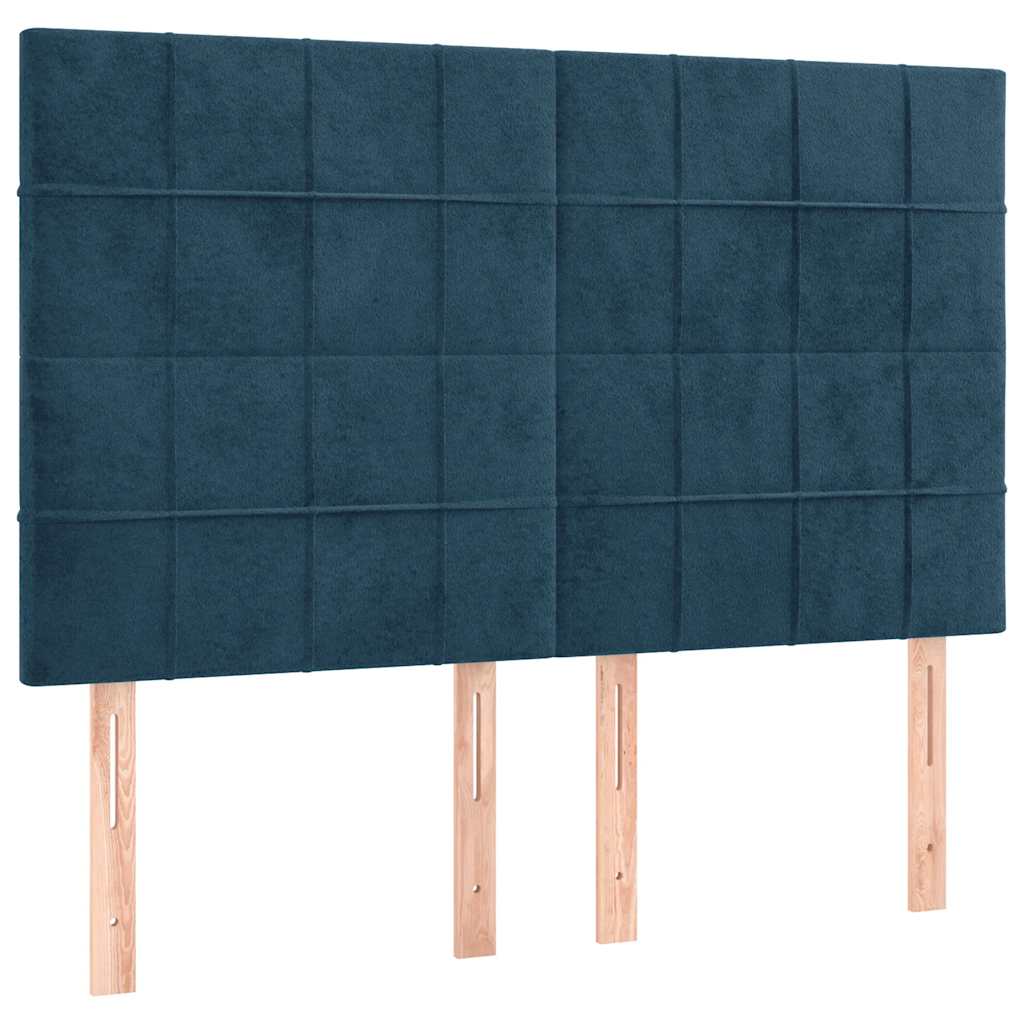 Giroletto a Molle con Materasso Blu Scuro 140x200 cm in Velluto