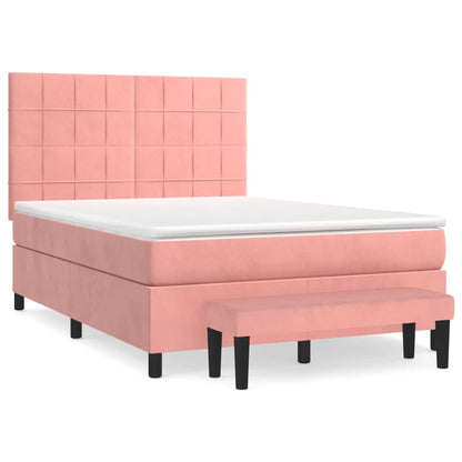 Giroletto a Molle con Materasso Rosa 140x200 cm in Velluto | homemem39