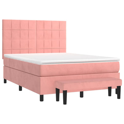 Giroletto a Molle con Materasso Rosa 140x200 cm in Velluto | homemem39