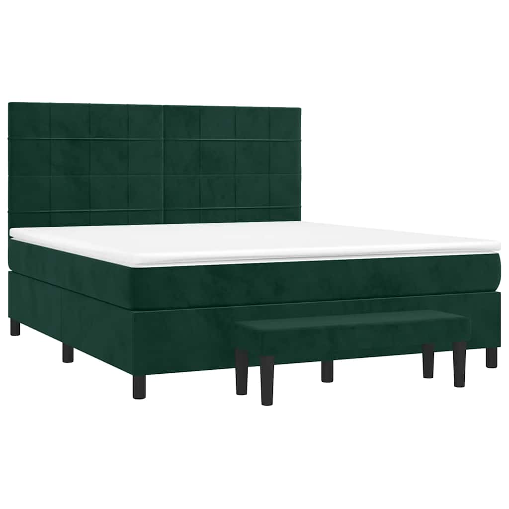 Giroletto a Molle con Materasso Verde Scuro 160x200 cm Velluto