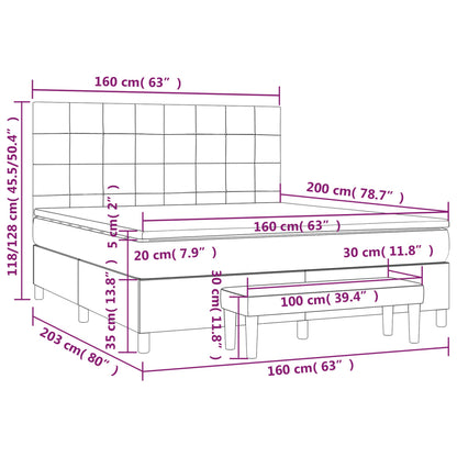 Giroletto a Molle con Materasso Rosa 160x200 cm in Velluto | homemem39