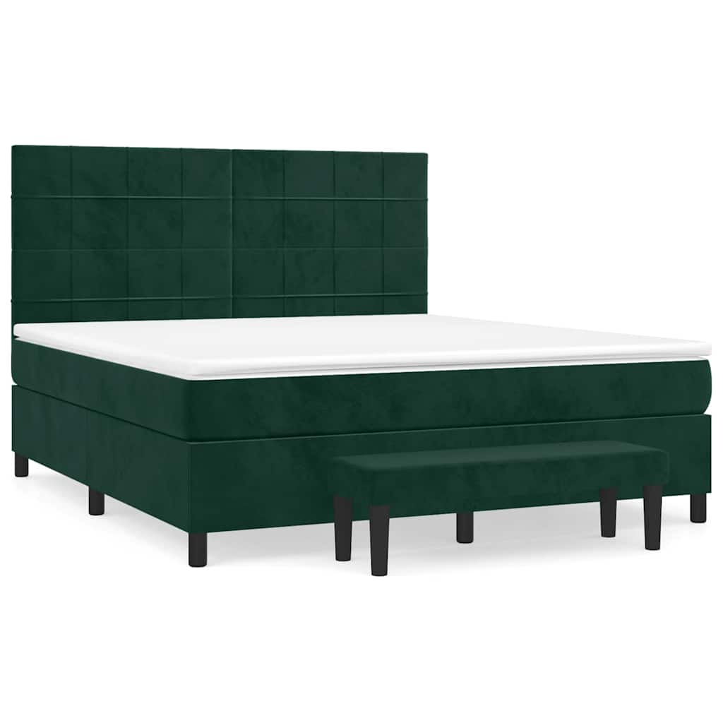Giroletto a Molle con Materasso Verde Scuro 180x200 cm Velluto | homemem39