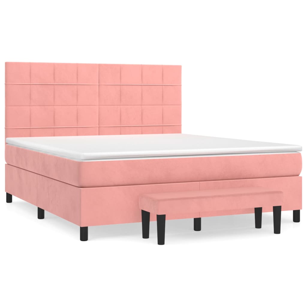 Giroletto a Molle con Materasso Rosa 180x200 cm in Velluto | homemem39