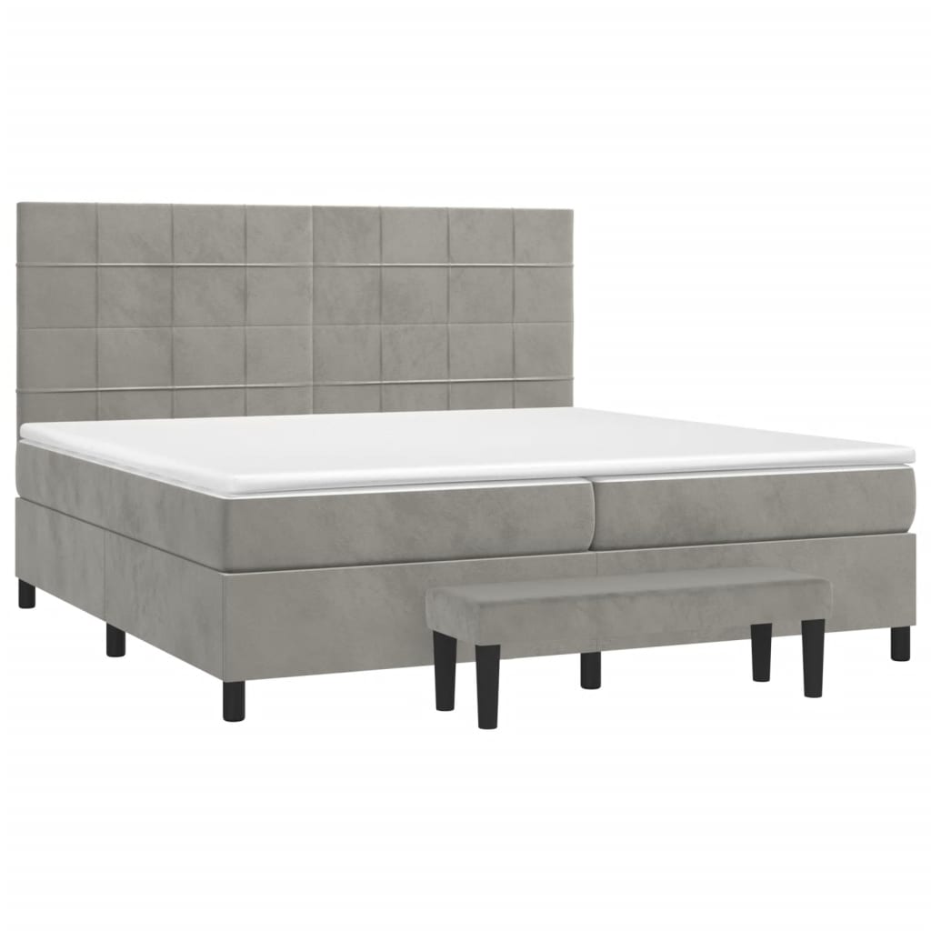 Giroletto a Molle con Materasso Grigio Chiaro 200x200cm Velluto | homemem39