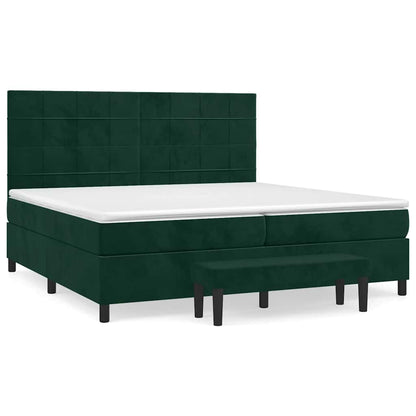 Giroletto a Molle con Materasso Verde Scuro 200x200 cm Velluto | homemem39