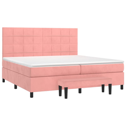 Giroletto a Molle con Materasso Rosa 200x200 cm in Velluto | homemem39