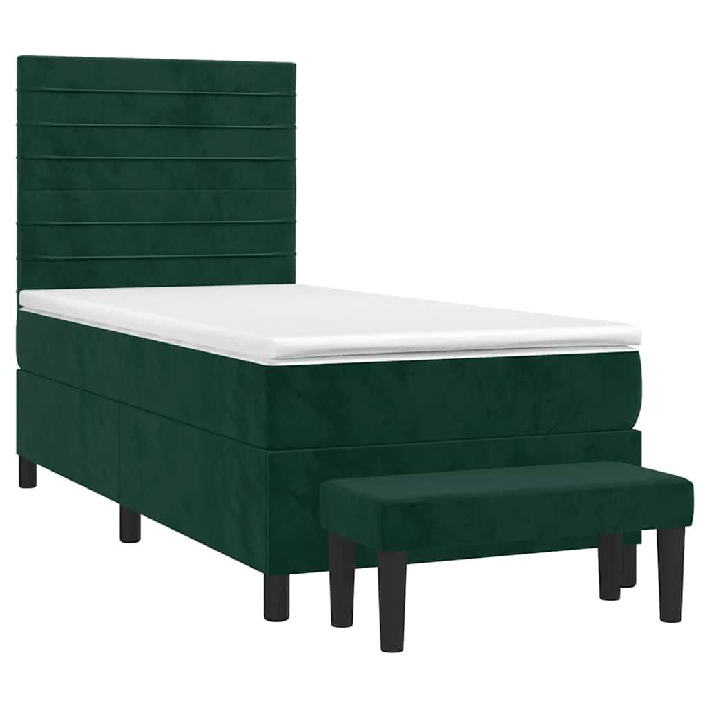 Giroletto a Molle con Materasso Verde Scuro 80x200 cm Velluto | homemem39
