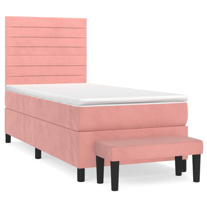Giroletto a Molle con Materasso Rosa 80x200 cm in Velluto | homemem39