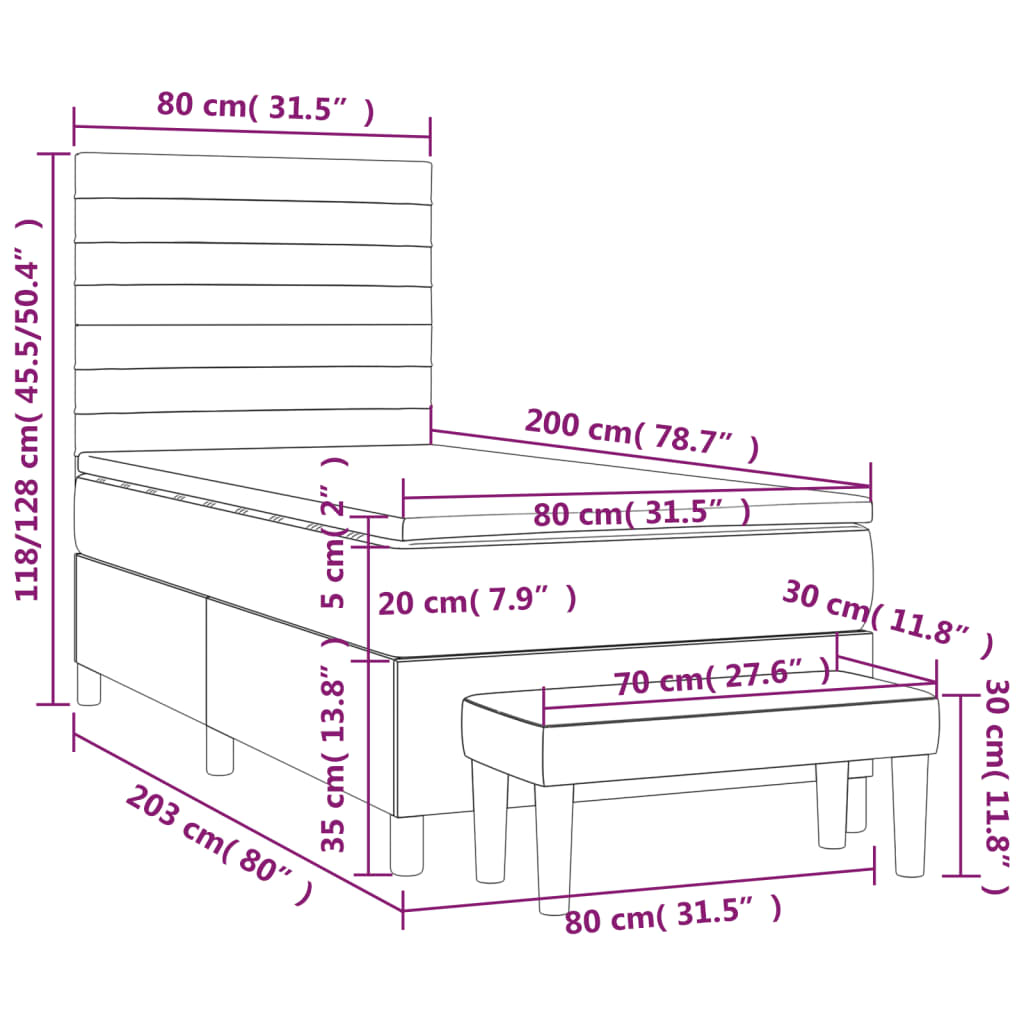 Giroletto a Molle con Materasso Rosa 80x200 cm in Velluto | homemem39