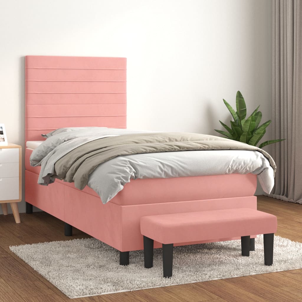 Giroletto a Molle con Materasso Rosa 80x200 cm in Velluto | homemem39