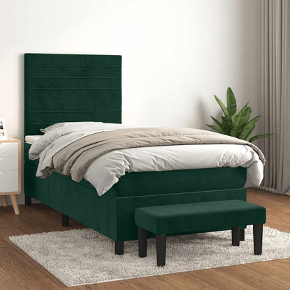 Giroletto a Molle con Materasso Verde Scuro 90x190 cm Velluto | homemem39
