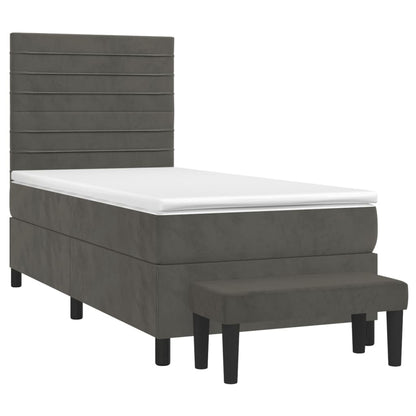 Giroletto a Molle con Materasso Grigio Scuro 100x200 cm Velluto