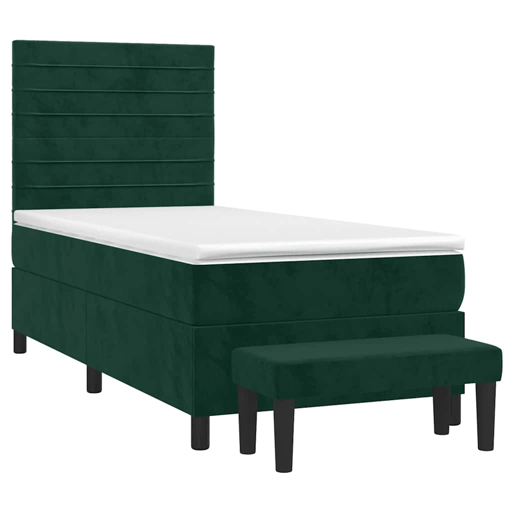Giroletto a Molle con Materasso Verde Scuro 100x200 cm Velluto | homemem39