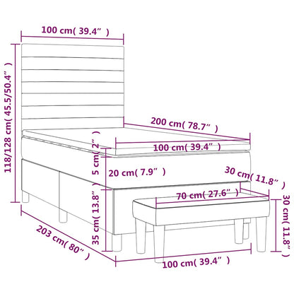 Giroletto a Molle con Materasso Blu Scuro 100x200 cm in Velluto | homemem39