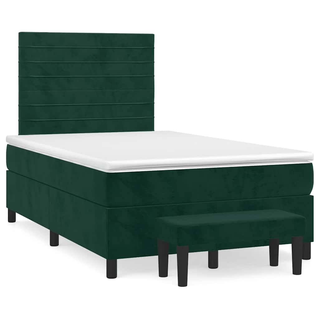 Giroletto a Molle con Materasso Verde Scuro 120x200 cm Velluto