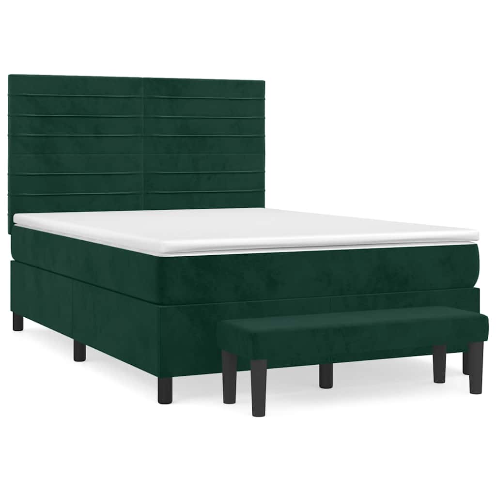 Giroletto a Molle con Materasso Verde Scuro 140x190 cm Velluto | homemem39