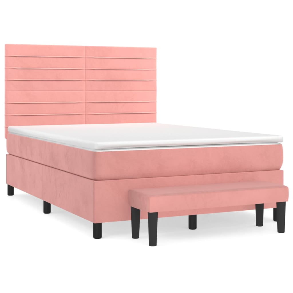 Giroletto a Molle con Materasso Rosa 140x190 cm in Velluto | homemem39