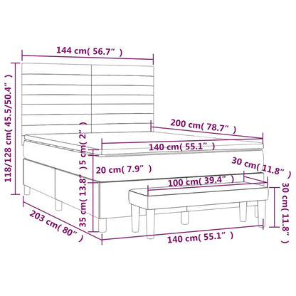 Giroletto a Molle con Materasso Verde Scuro 140x200 cm Velluto