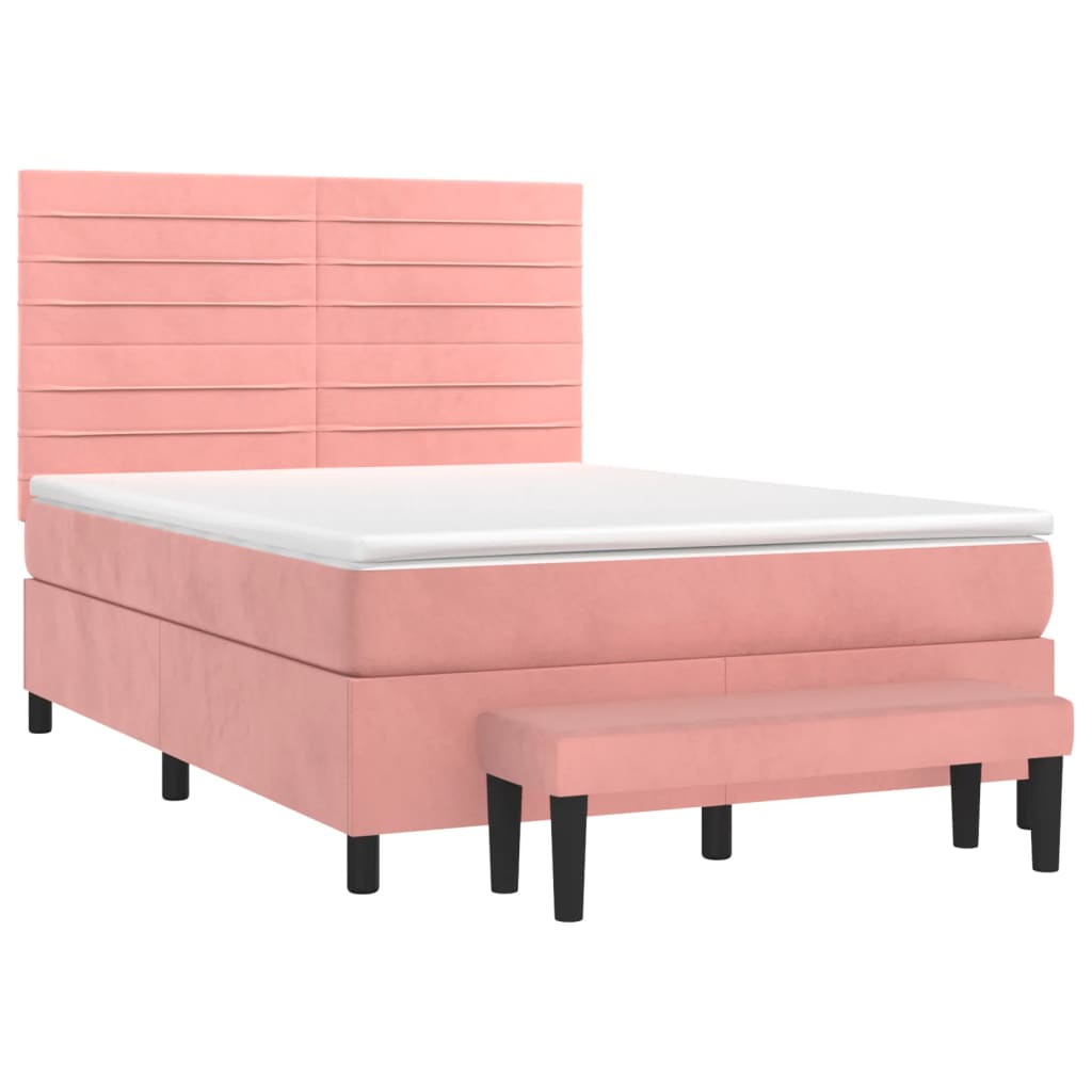 Giroletto a Molle con Materasso Rosa 140x200 cm in Velluto | homemem39