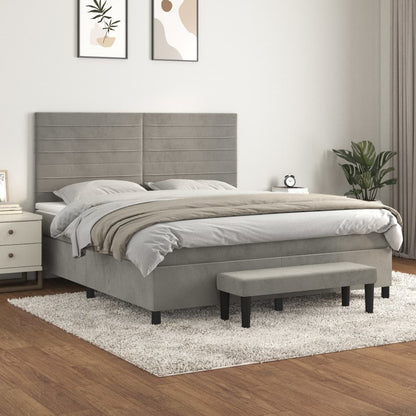 Giroletto a Molle con Materasso Grigio Chiaro 160x200cm Velluto - homemem39