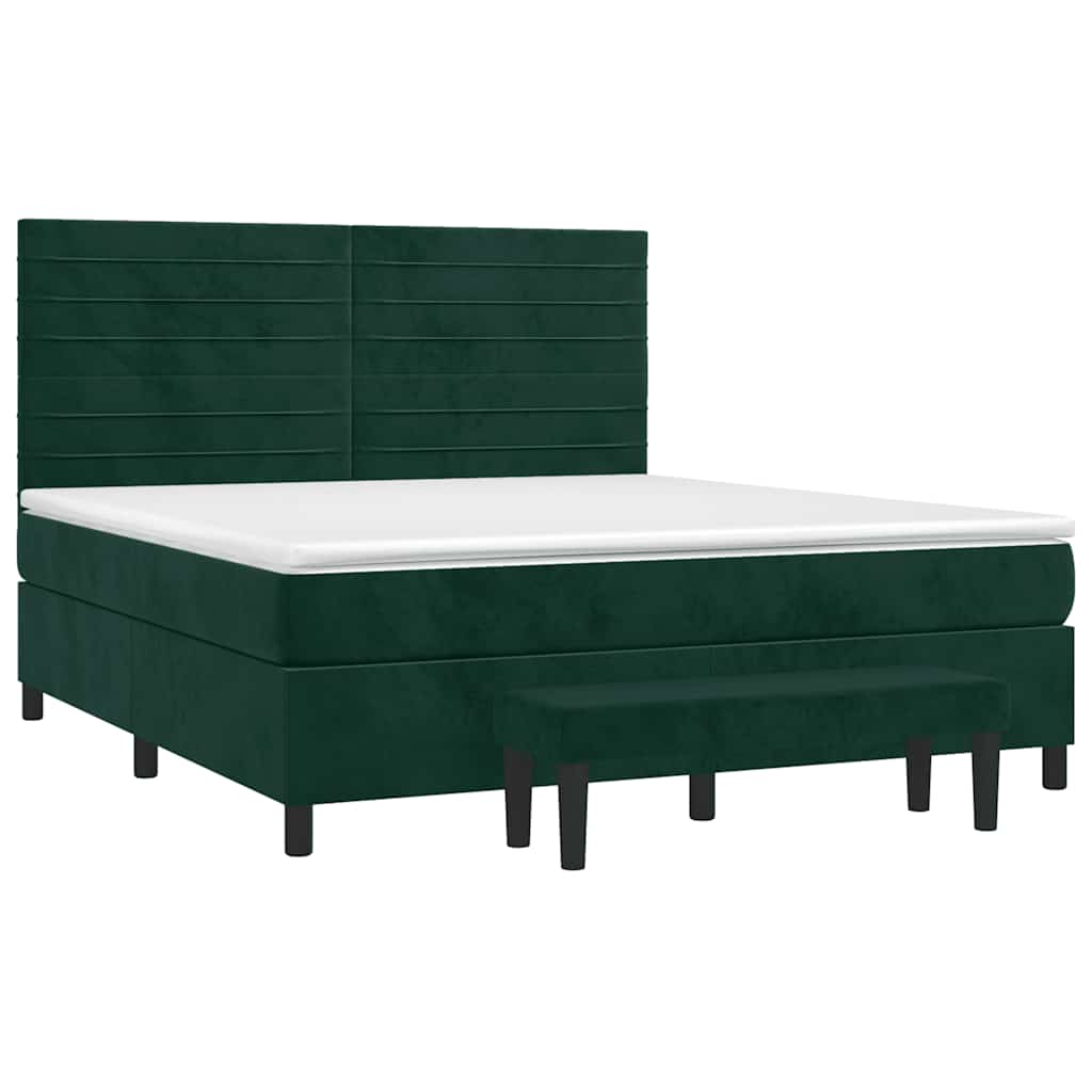 Giroletto a Molle con Materasso Verde Scuro 160x200 cm Velluto | homemem39